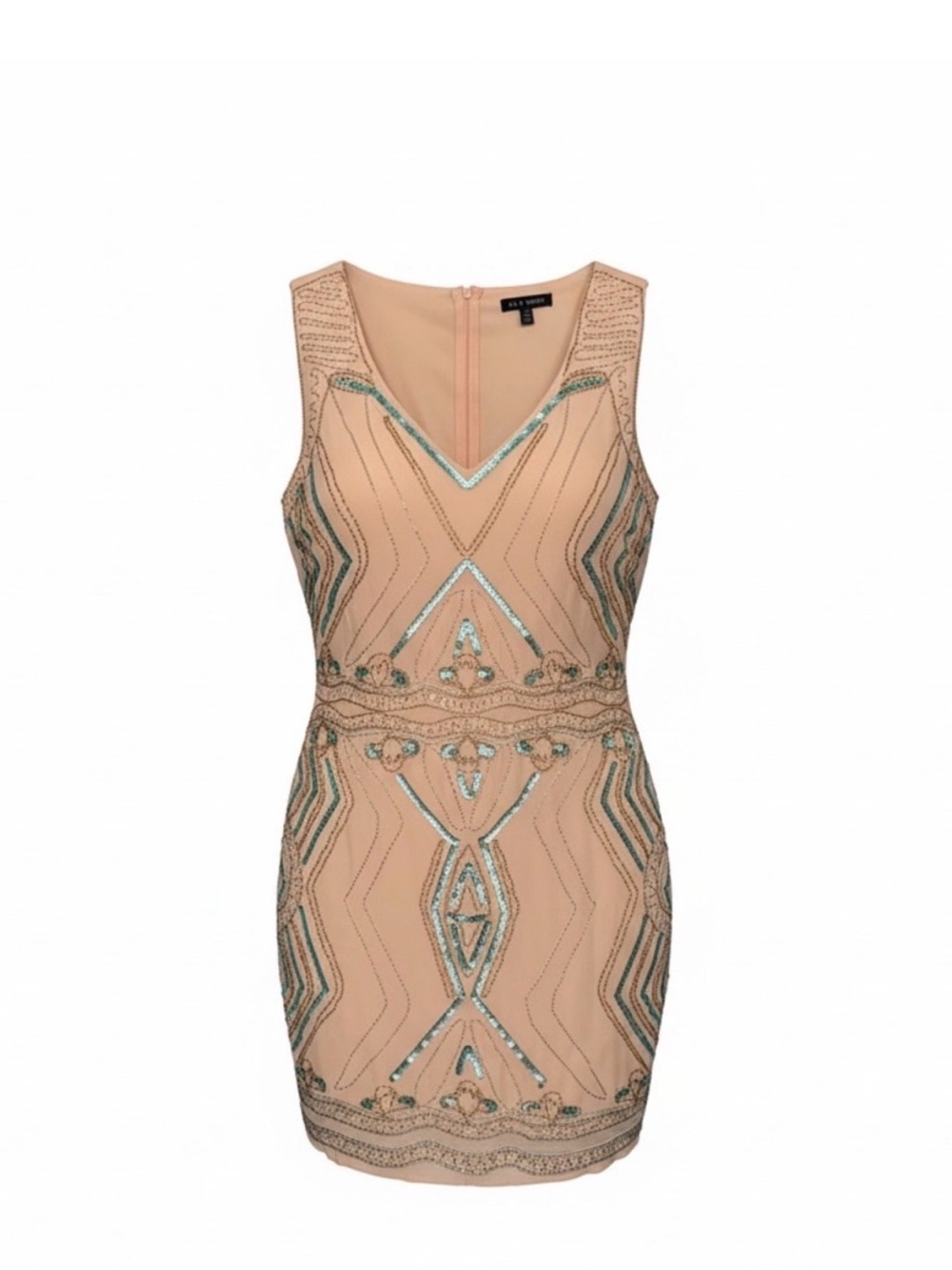 As U Wish Blush Sequin/Beaded Art Deco Style Cocktail Dress Size Medium